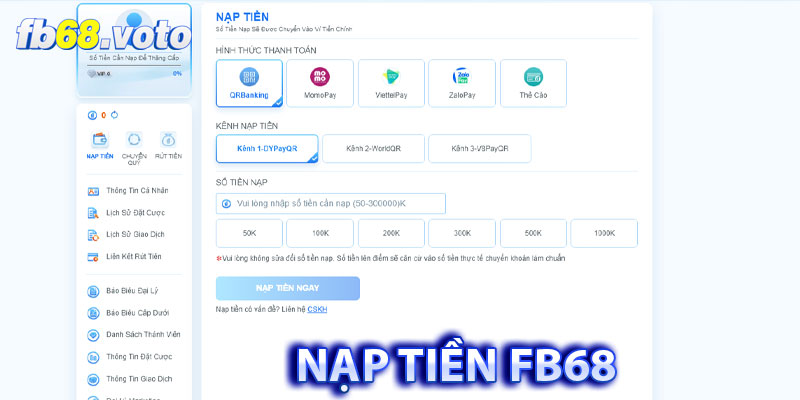 Nạp tiền FB68